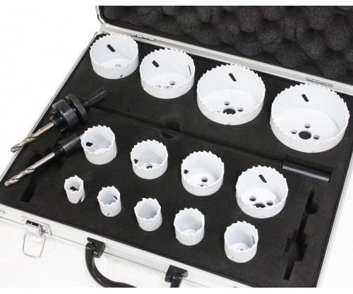 18 PCS BI-METAL HOLE SAW SAWS KIT 13 Size: 3/4" - 3-1/4" W/ALUMINUM CASE